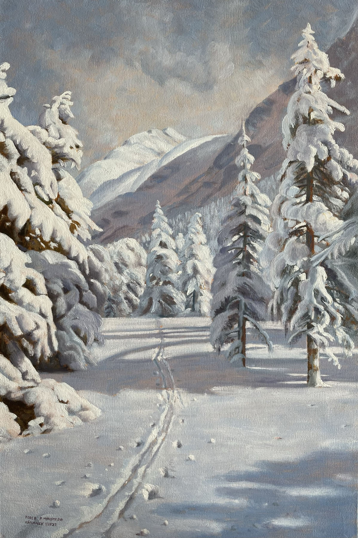 Zimní krajina, obraz malba