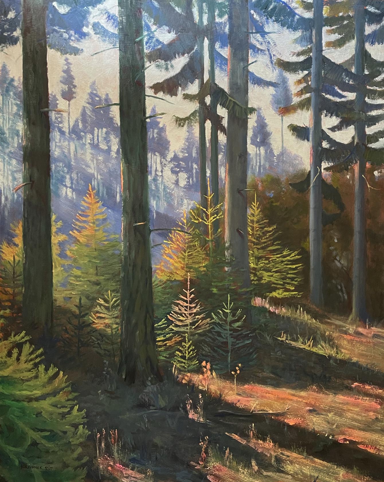 Léto v lese, obraz malba